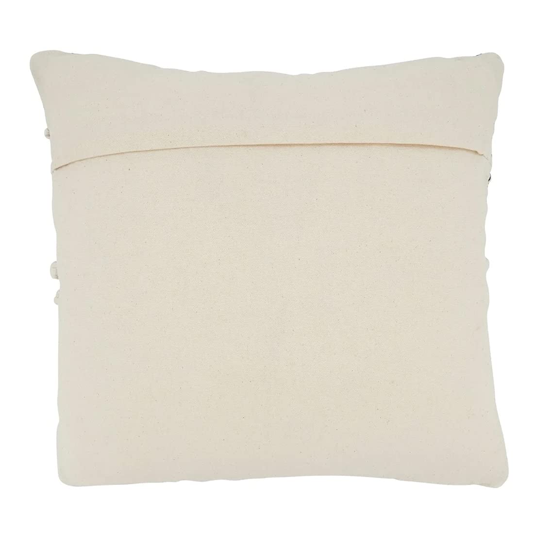 Fennco Styles Diamond Fringe Chindi Cotton Decorative Throw Pillow 18" W x 18" L - Blue Square Cushion for Home, Couch, Living Room, Bedroom, Office and Holiday Décor