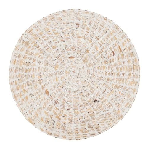 Fennco Styles Foil Print Water Hyacinth Placemats 15" Round, Set of 4 - Silver Metallic Table Mats Heat Resistant Insulation for Home, Boho Décor, Dining Table, Banquets, Special Events