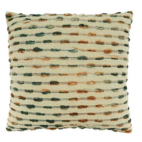 Fennco Styles Multicolor Striped Woven Cotton Decorative Throw Pillow Cover 20" W x 20" L - Handmade Textured Cushion Case for Home, Couch, Bedroom, Living Room and Office Décor