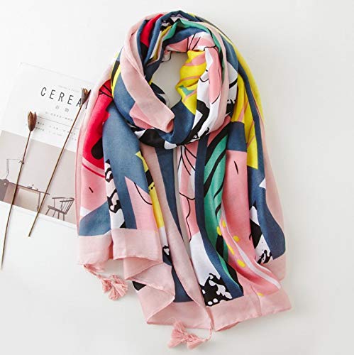 stylesilove Spring Summer Vivid Floral Printed Lightweight Tassel Scarf Bohemian Wrap Shawl for Women Girls