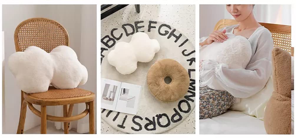 Fennco Styles Faux Fur Donut Shaped Decorative Plush Throw Pillow 16" Round - Brown Fluffy Soft Cushion for Kids Room, Playroom, Bedroom, Living Room, Nursery, Office Décor