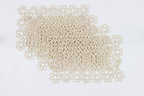 Fennco Styles Handmade All-Over Tatted Lace Doilies, 10-inch Heart Shaped, White Color, Set of 4