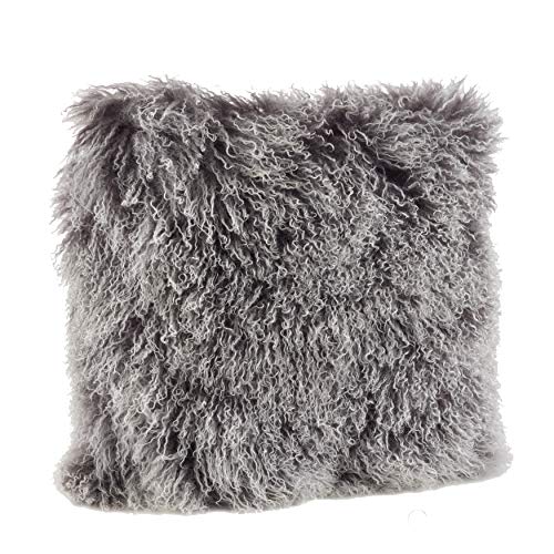 Fennco Styles Genuine Mongolian Lamb Fur Decorative Filled Throw Pillow - Soft Plush Wool Accent Pillow for Home, Couch, Living Room, Office and Holiday Décor