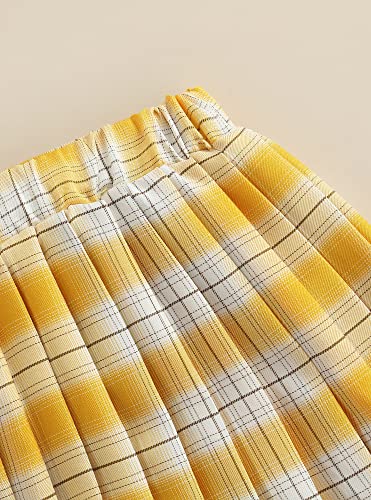 stylesilove Toddler Little Girls Solid Ribbed Tank Top & Plaid Mini Pleated Skirt 2pcs Summer Casual Dress Outfit