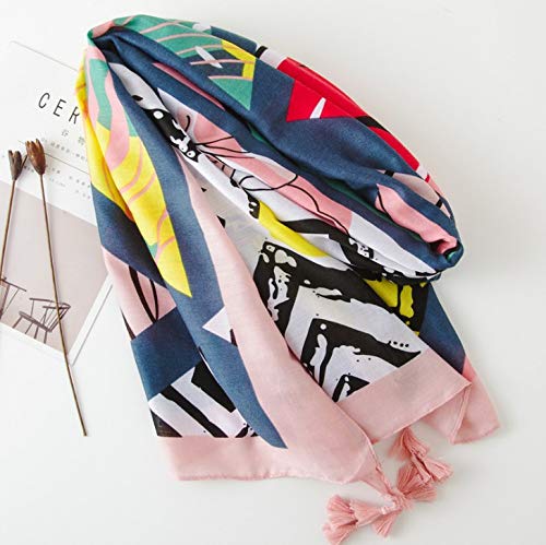 stylesilove Spring Summer Vivid Floral Printed Lightweight Tassel Scarf Bohemian Wrap Shawl for Women Girls