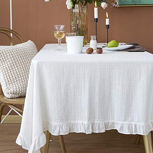 Fennco Styles French Ruffled Border Cotton Woven Tablecloth