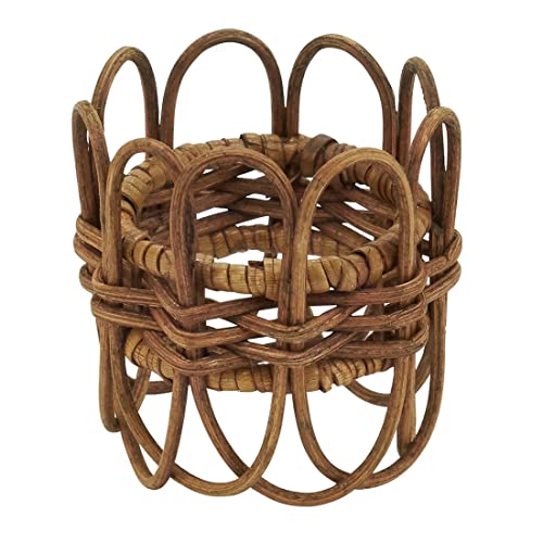 Fennco Styles Handmade Twisted Rattan Napkin Rings, Set of 4 - Natural Braided Napkin Holders for Home Décor, Family Gatherings, Banquets, Holidays and Special Events