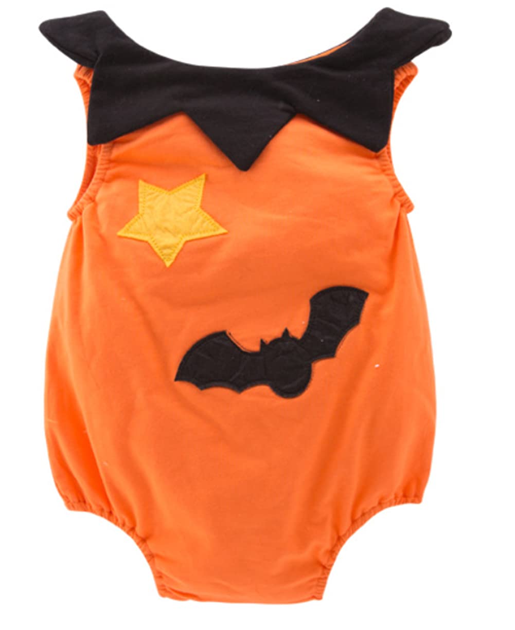 Styles I Love Infant Unisex Baby Boys Girls Fun Pumpkin Face Sleeveless Orange Cotton Romper Halloween Outfit