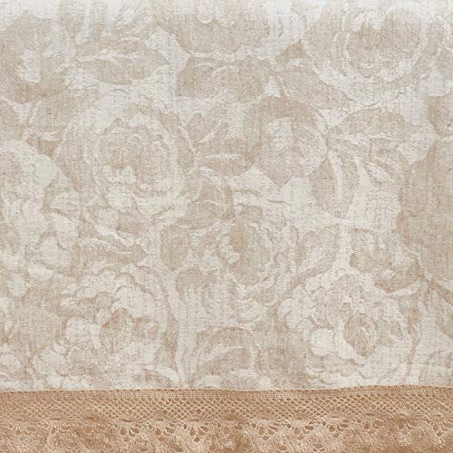 Fennco Styles Feronia Collection Country Jacquard Lace Trim Cotton Blend Table Linen – Natural Table Runner for Banquet, Family Gathering, Special Events and Home Décor