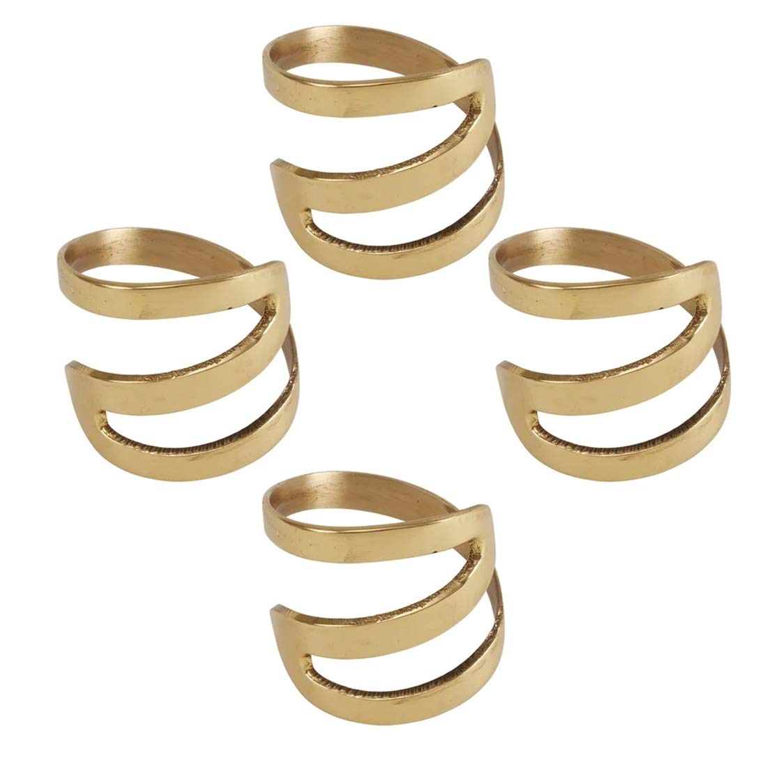 Fennco Styles Contemporary Zig Zag Metal Napkin Rings, Set of 4 - Silver Decorative Napkin Holders for Home, Dining Room, Banquet, Family Gathering, Holiday and Special Occasion
