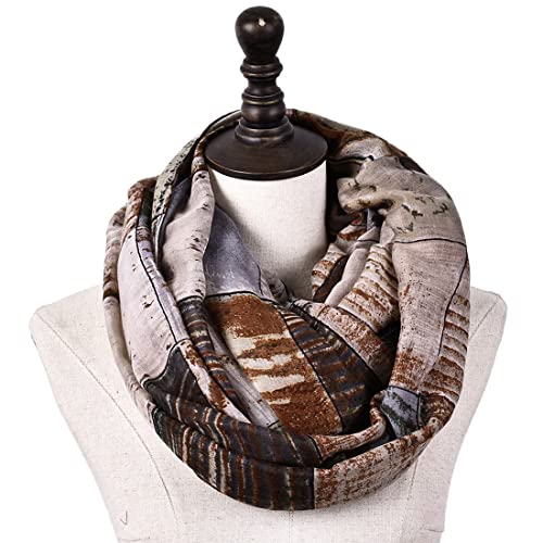 stylesilove Women Girls Color Block Abstract Print Infinity Loop Scarf Lightweight Autumn Wrap Neck Warmer