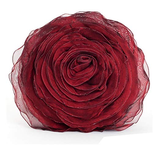 Fennco Styles Hayley Rose Chiffon Flower Decorative Filled Throw Pillow 13-Inch Round