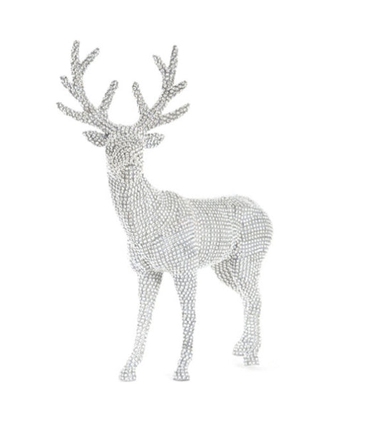 Fennco Styles Holiday Decor Sparkling Silver Studded Design Christmas Reindeer 26" H