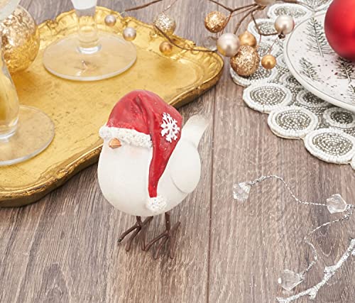 Fennco Styles Decorative Resin Perched Bird Sculpture Figurine for Farmhouse, Tabletop, Bookshelf, Garden, Christmas and Holiday Décor