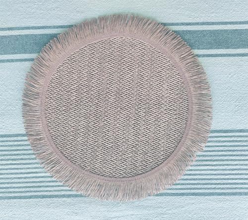 Fennco Styles Woven Round Fringe Solid Color Placemats 14" Round, Set of 4
