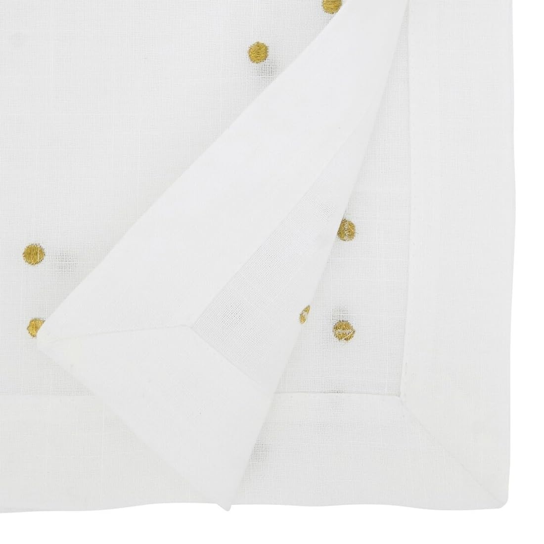Fennco Styles Classic Embroidered Polka Dot Table Runner 16" W x 72" L - Gold Table Cover for Home Décor, Everyday Use, Christmas, Banquets and Special Events
