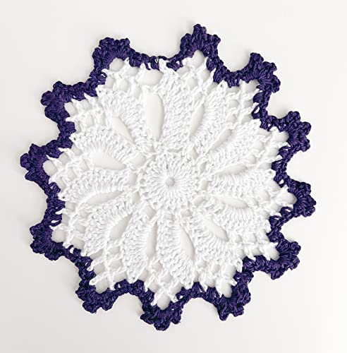 Fennco Styles Handmade Crochet Cotton Whirlwind Two-Tone Doily 6-Inch Round, 2-Piece - Drink Coaster for Everyday Use, Holiday, Farmhouse Décor, Cocktail, Tea Party, Special Occasion