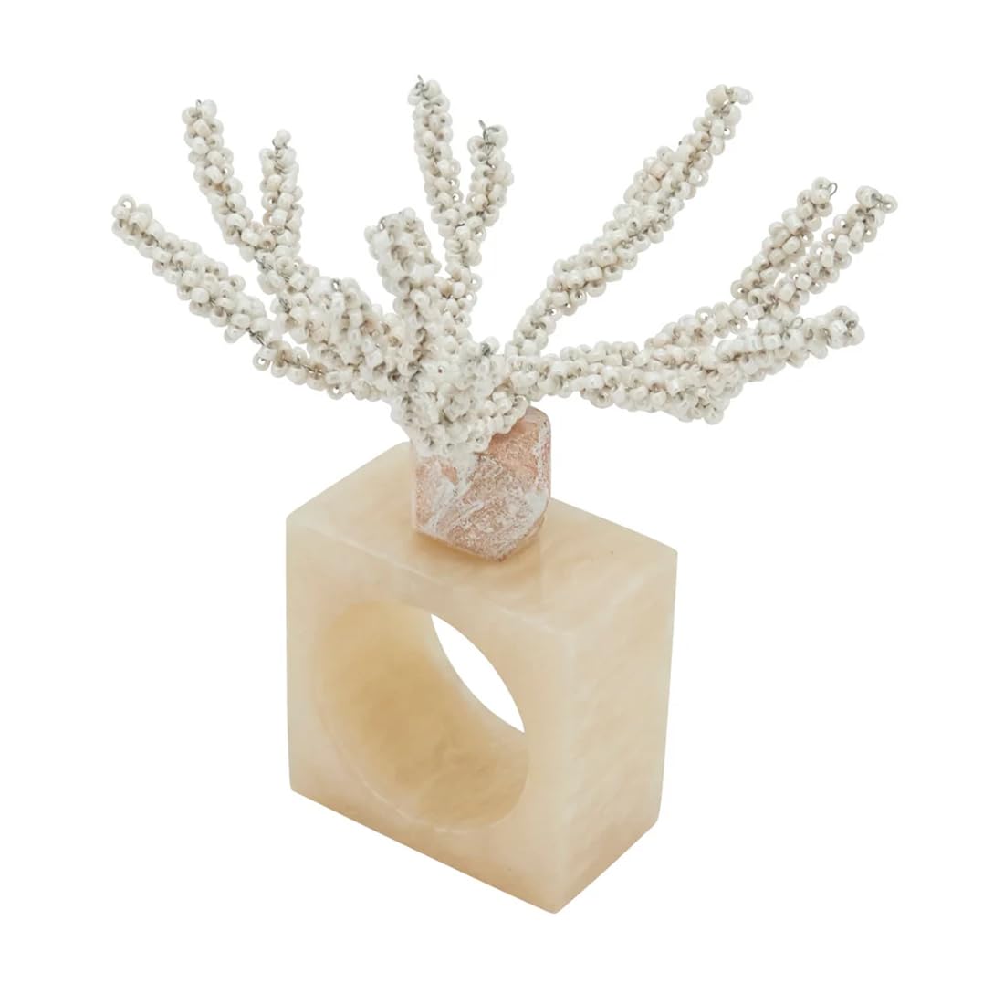 Fennco Styles Coral Beaded Resin Napkin Rings, Set of 4