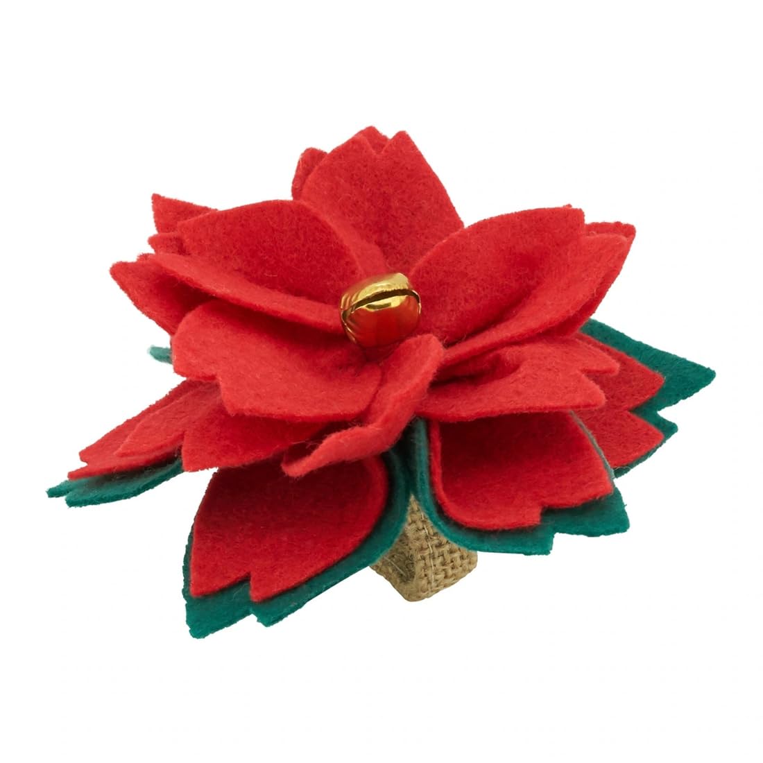 Fennco Styles Felt Poinsettia Holiday Napkin Rings, Set of 4 - Red Festive Flower Decorative Napkin Holders for Dining Table, Family Gatherings, Christmas Décor and Special Occasions