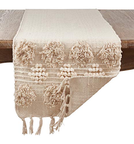 Fennco Styles Handira Collection Contemporary Moroccan 100% Pure Cotton 16 x 72 Inch Table Runners – Ivory Table Runners for Banquets, Dinner Parties, Special Events and Home Décor