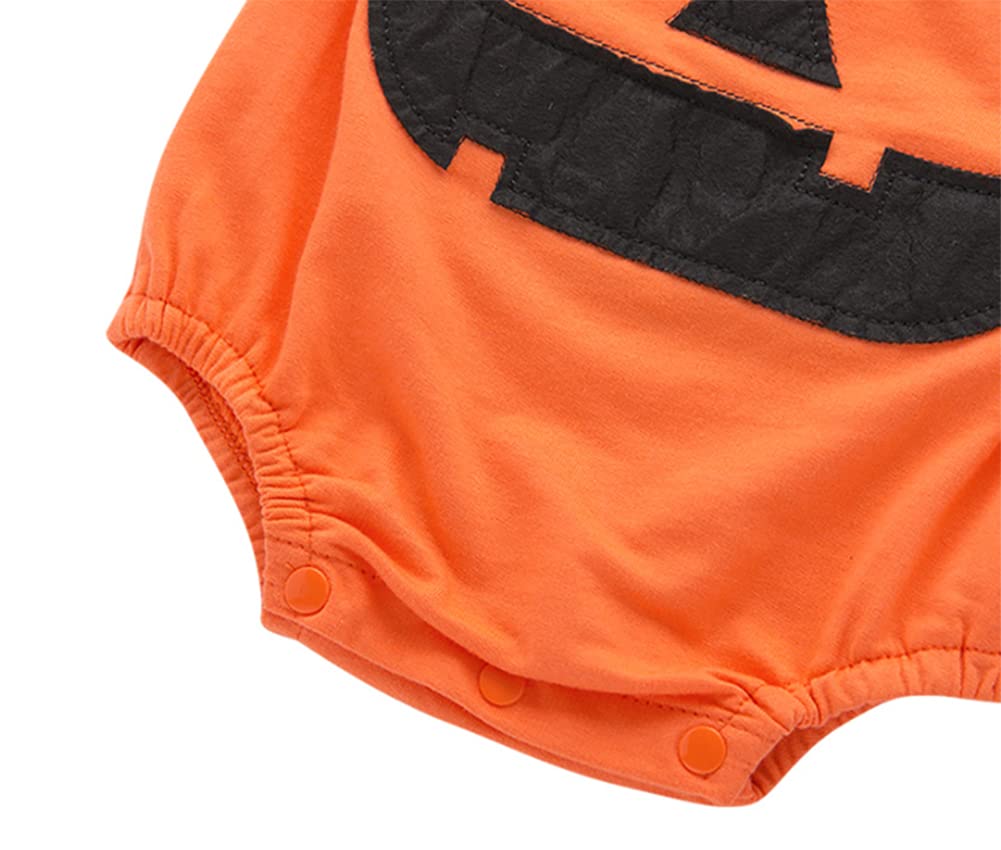 Styles I Love Infant Unisex Baby Boys Girls Fun Pumpkin Face Sleeveless Orange Cotton Romper Halloween Outfit