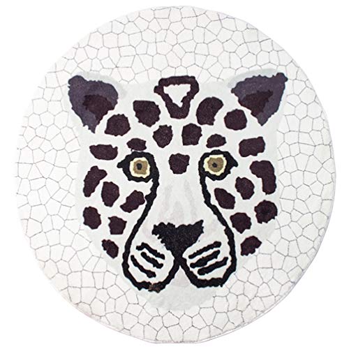 Fennco Styles Kids Cartoon White Panda Shag Area Rug 32" Round - Animal Design Soft Non-Slip Fleece Play Mat for Boys Girls Bedroom Décor, Kids Playroom, Living Room, Nursery Décor