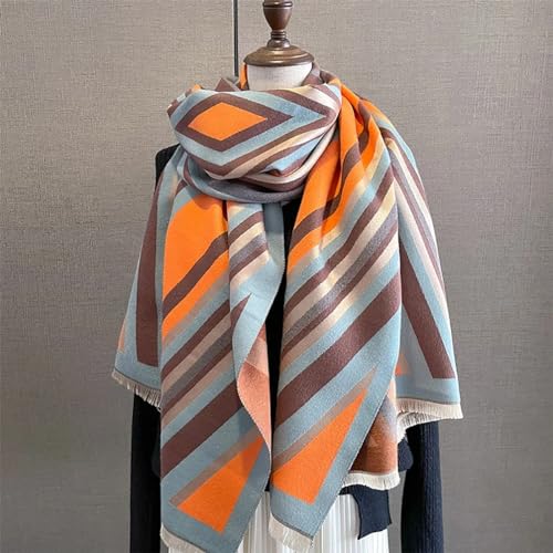 stylesilove Women Vivid Striped Cashmere Like Scarf Warm Ultra Soft Scarves Shawl Neck Wraps for All Season, 4 Colors