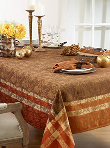 Fennco Styles Thanksgiving Holidays Autumn Leaves Print Cotton Tablecloth