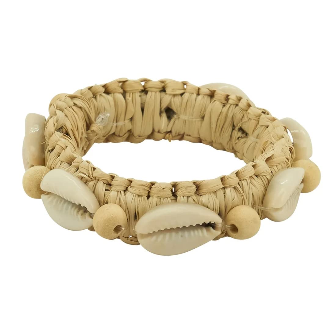 Fennco Styles Handmade Seashell Water Hyacinth Napkin Rings, Set of 4 - Natural Coastal Napkin Holders for Home, Dining Table, Banquets, Holidays and Special Events