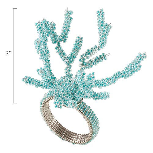 Fennco Styles Beaded Coral Dinner Napkin Rings - Set of 4