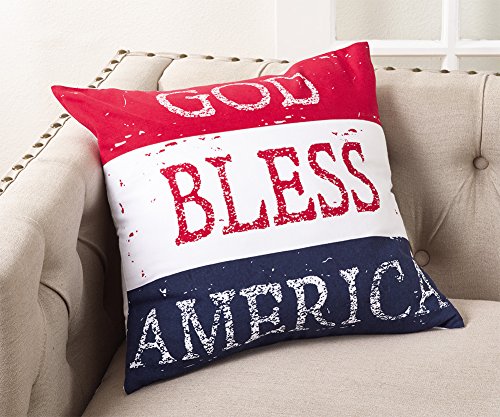 Fennco Styles Multicolored God Bless America Design Pillow - 20" Square (Case+Insert)