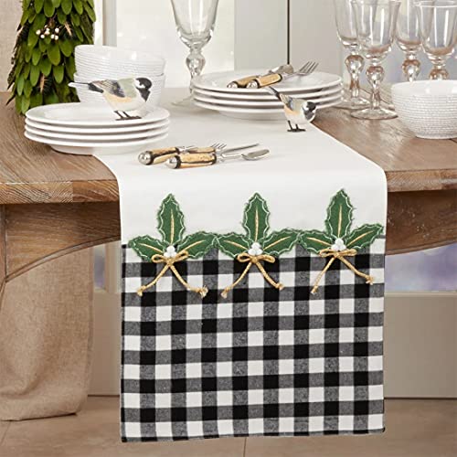 Fennco Styles Buffalo Plaid Holly Table Runner 16" W x 72" L - Classic Plaid Design for Home, Dining Table, Holiday, Christmas Décor, Banquet, Family Gathering and Special Occasion