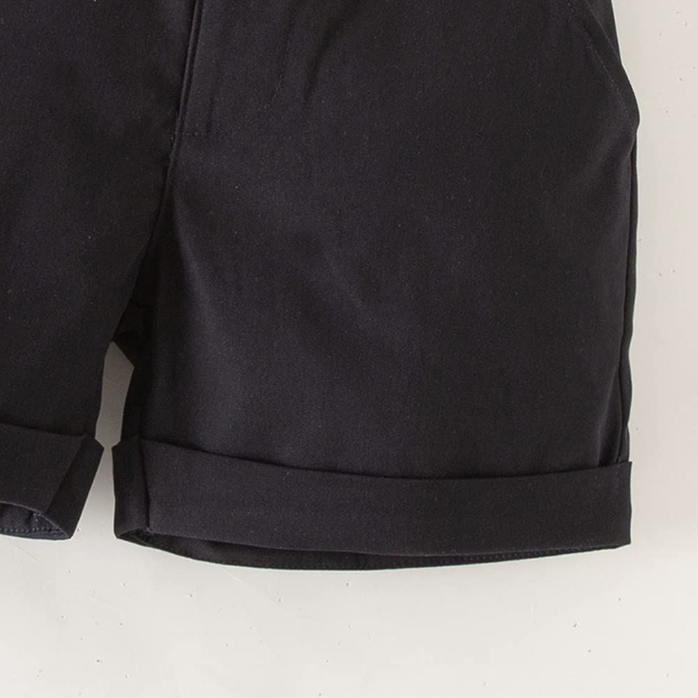stylesilove Toddler Little Boys Classic Cotton Chino Shorts with Stripe Suspenders for Casual, Formal Wear, Special Occasions
