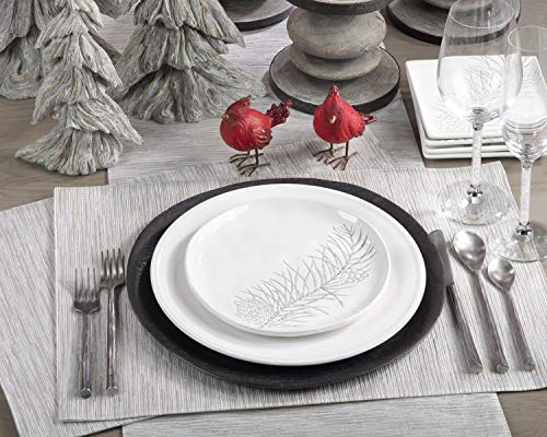 Fennco Styles Evelina Collection Contemporary Metallic Fused Table Linens – Silver Table Linens for Banquets, Family Gather, Special Events and Home Décor