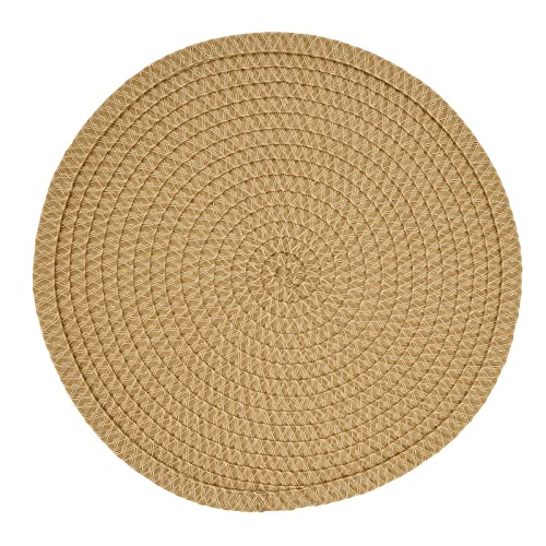 Fennco Styles Modern Everyday Textured Placemats 15 Inches Round, Set of 4 – Black Woven Table Mats for Home, Dining Room Décor, Banquets, Indoor & Outdoor and Special Events