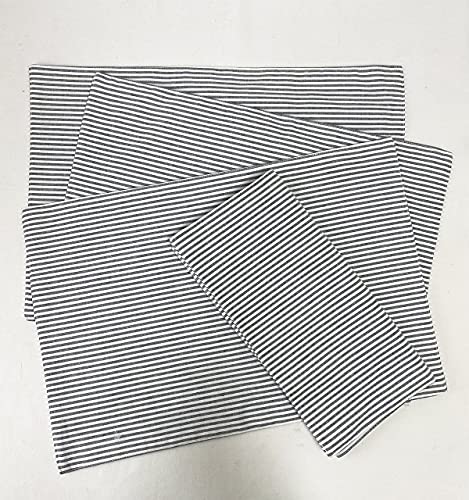 Fennco Styles Simple Ticking Stripes 100% Pure Cotton Placemats 13 x 19 Inch, Set of 4