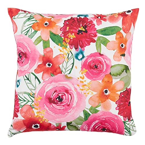 Fennco Styles Santa Monica Floral Decorative Throw Pillow 18" W x 18" L - Multi Flower Square Cushion for Home, Couch, Living Room, Bedroom, Office and Holiday Décor