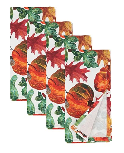 Fennco Styles Pumpkin Foliage Harvest Tablecloth - Multicolor Fall Leaves Table Cover for Thanksgiving, Seasonal Décor, Banquet, Family Gathering and Special Events