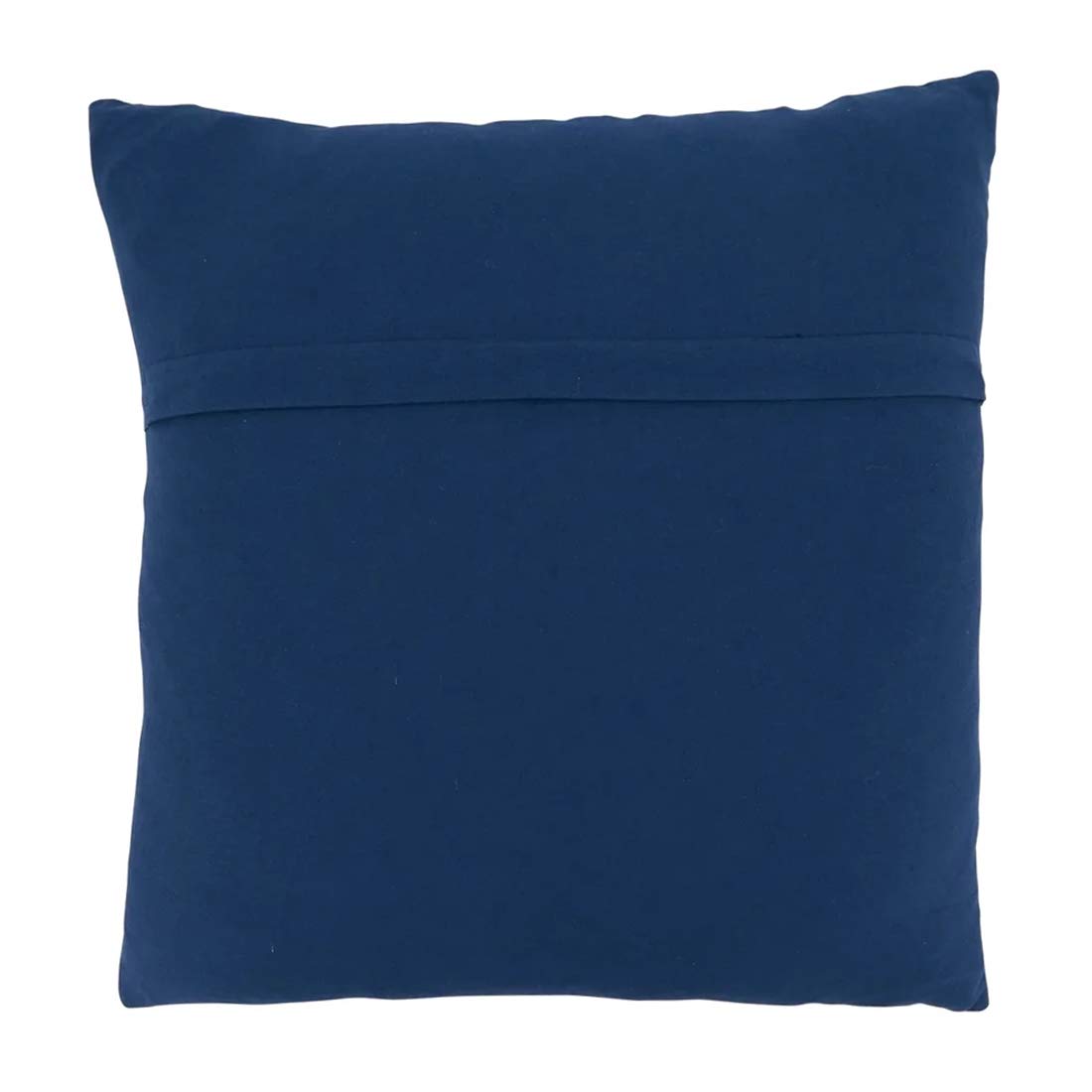 Fennco Styles Kantha Stitch Block Print Cotton Decorative Throw Pillow 22 x 22 Inch - Indigo Accent Pillow for Home, Couch, Lving Room, Bedroom and Office Décor