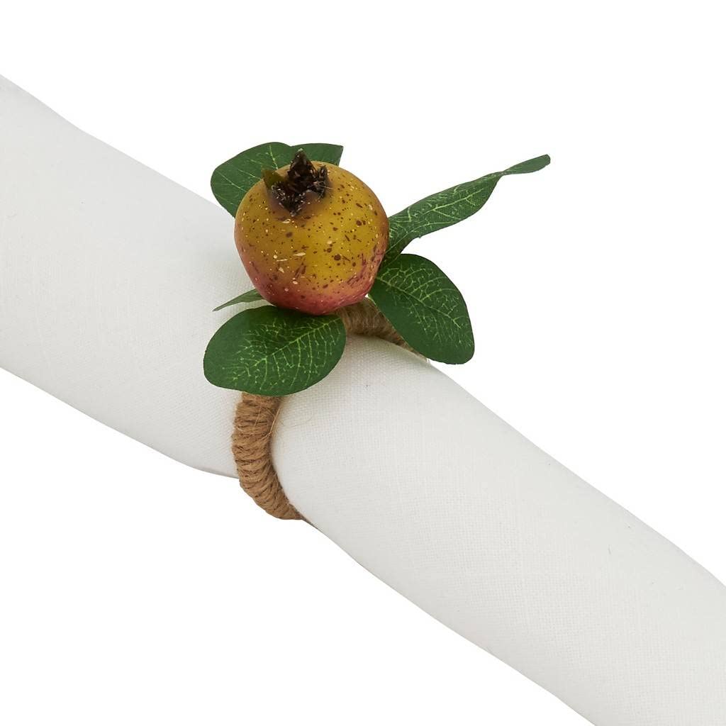 Fennco Styles Handmade Pomegranate Napkin Rings, Set of 4 - Multicolor Decorative Napkin Holders for Dining Table, Seasonal Décor, Banquets, Holidays and Special Occasion