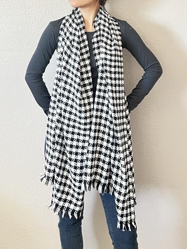 stylesilove Women Windmill Pattern Woven Cashmere Scarf with Fringe Warm and Ultra Soft Scarves Shawl Neck Wraps