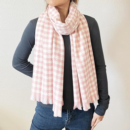 stylesilove Women Windmill Pattern Woven Cashmere Scarf with Fringe Warm and Ultra Soft Scarves Shawl Neck Wraps