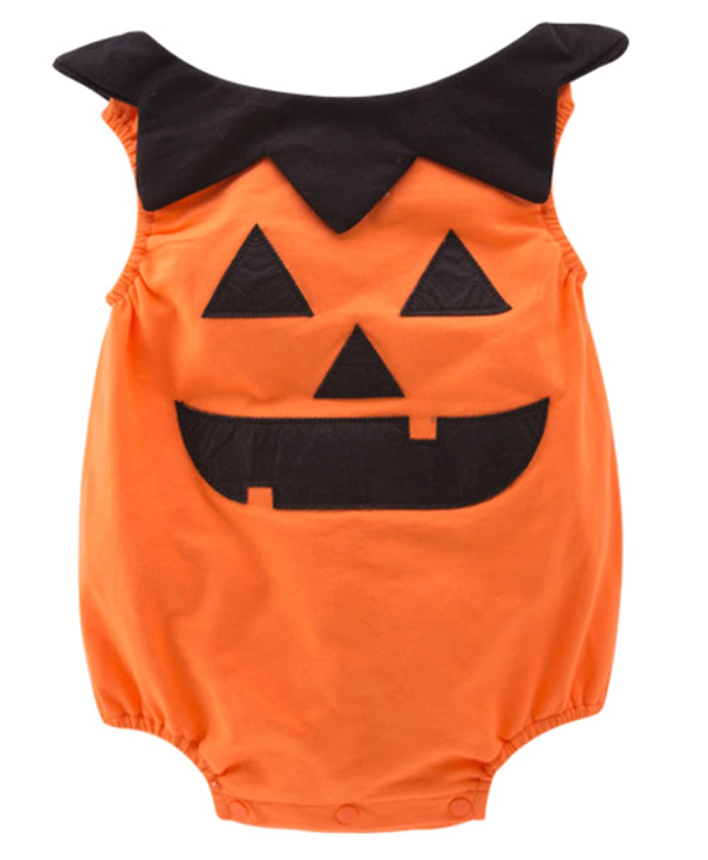 Styles I Love Infant Unisex Baby Boys Girls Fun Pumpkin Face Sleeveless Orange Cotton Romper Halloween Outfit
