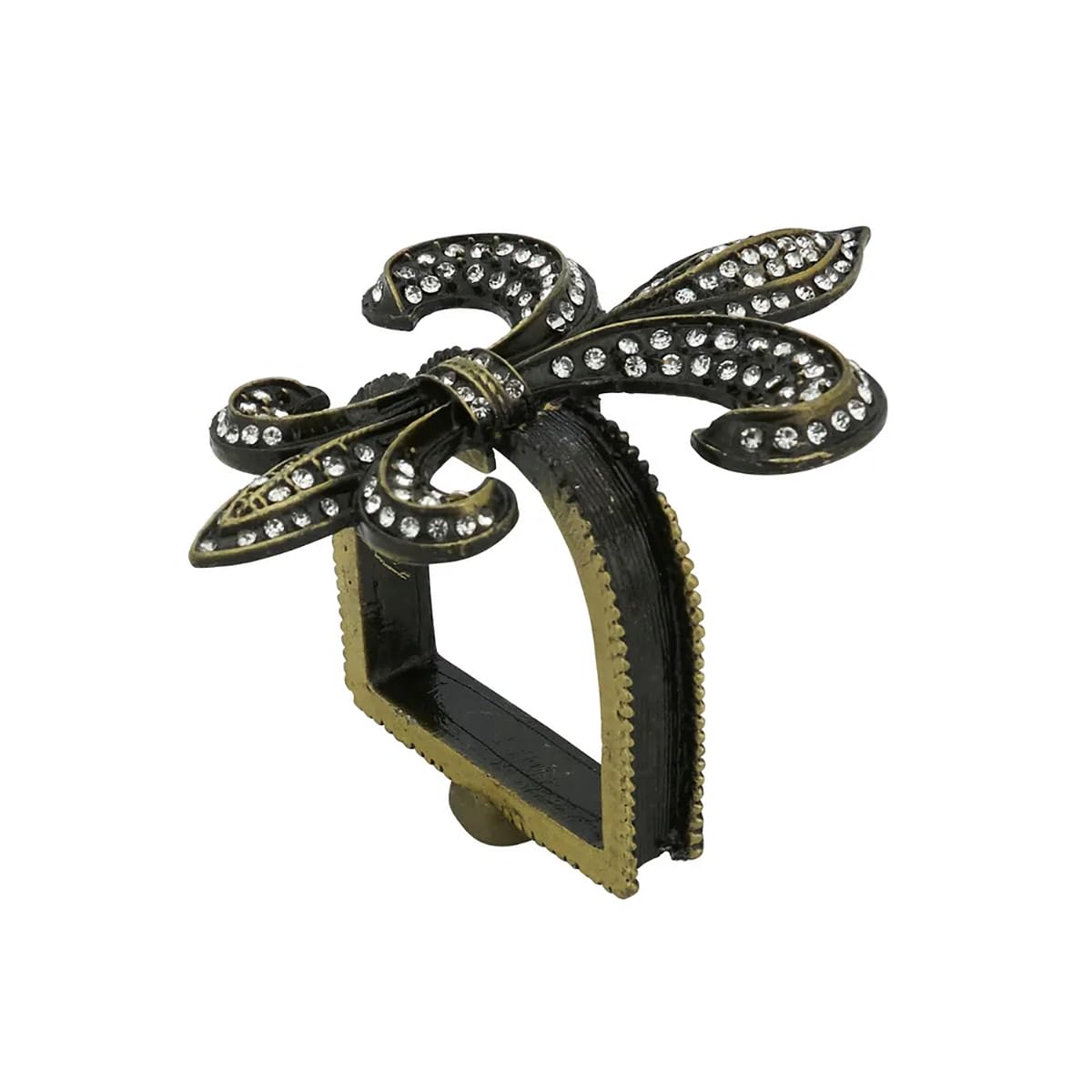 Fennco Styles Bejeweled Fleur De Lis Metal Napkin Rings, Set of 4 - Black Napkin Holders for Home Decor, Dining Table, Banquets, Family Gathering and Special Occasions