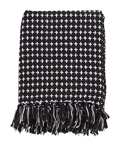 Fennco Styles Sevan Collection Contemporary Stitch Fringed 100% Cotton 50 x 60 Inch Throw – Variety Design Throw Blanket for Couch, Bedroom and Living Room Décor