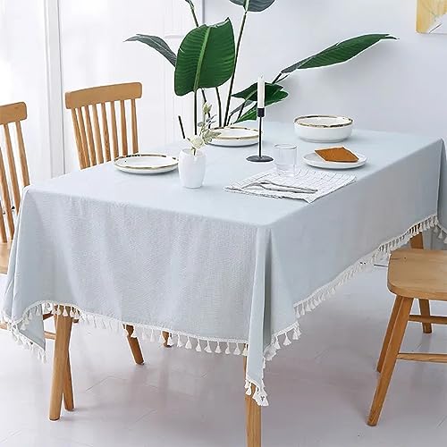 Fennco Styles Modern Houndstooth Design Everyday Tablecloth 40" W X 56" L - Yellow Cotton Blend Tassels Table Cover for Dining Room, Banquets, Holidays, Special Events and Home Décor