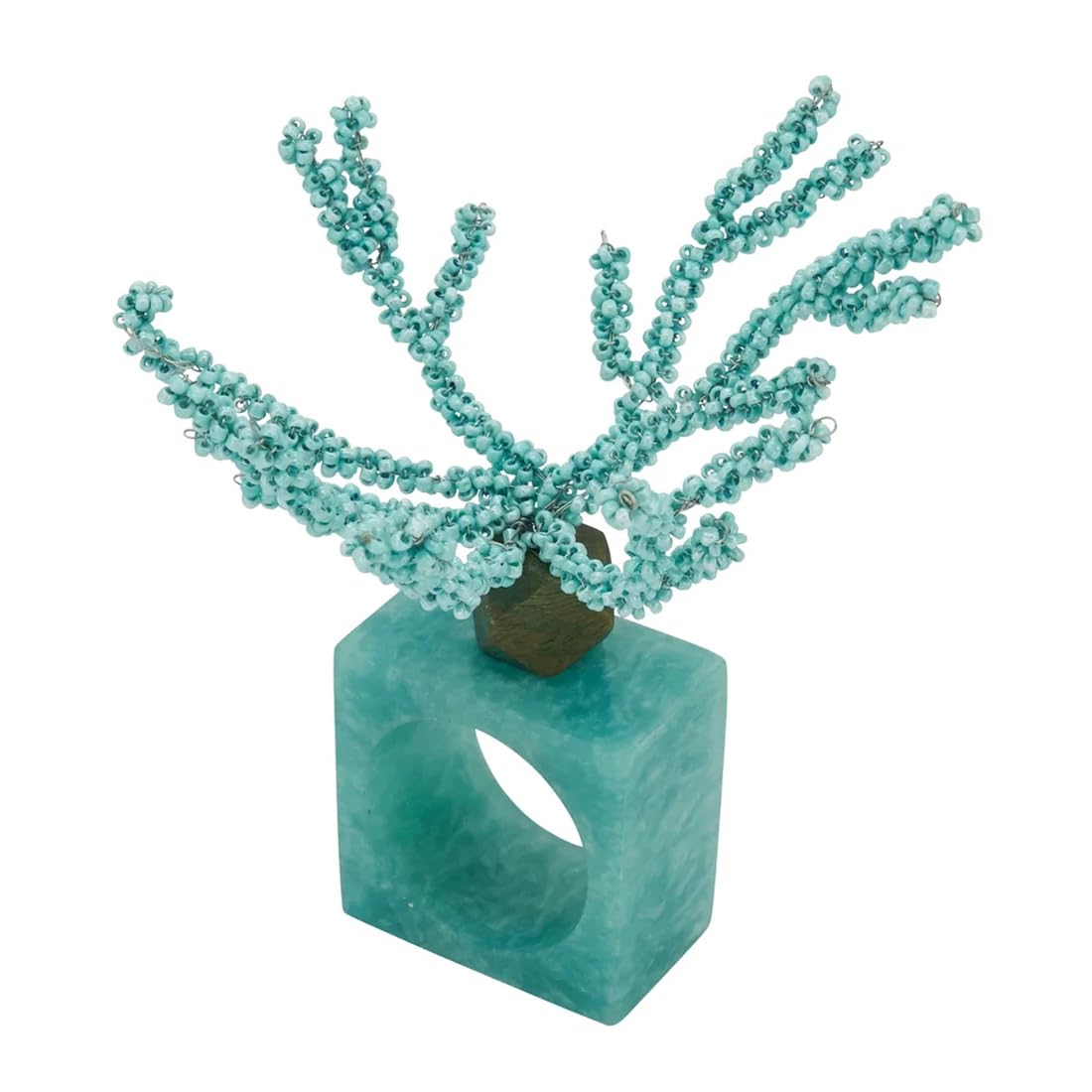 Fennco Styles Coral Beaded Resin Napkin Rings, Set of 4