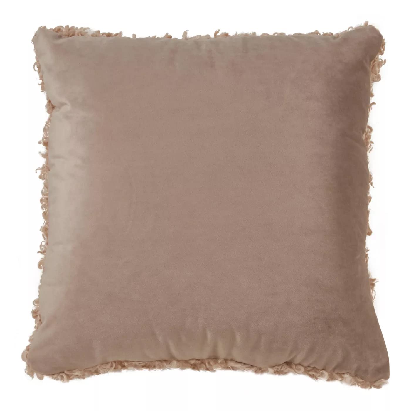 Fennco Styles Cozy Faux Lamb Fur Decorative Throw Pillow 18" W x 18" L – Ivory Cushion for Couch, Bedroom, Living Room and Office Décor