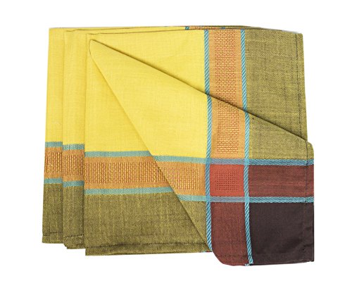 Fennco Styles Maison Beaujard Collection Modern Provençal 20 x 20 Inch Cloth Napkins, Set of 4 – Marigold Plaid Dinner Napkins for Banquets, Family Dinners, Special Events and Table Décor