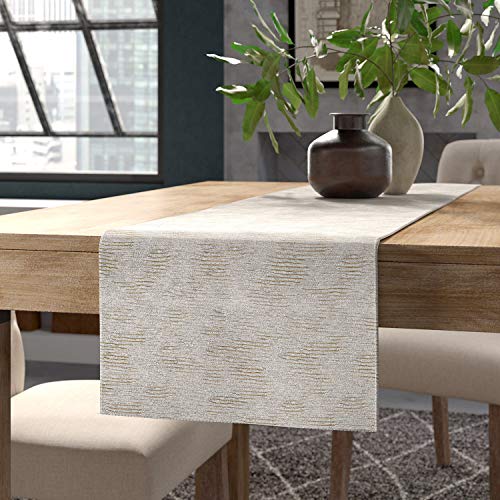 Fennco Styles Evelina Collection Contemporary Metallic Fused Table Linens – Silver Table Linens for Banquets, Family Gather, Special Events and Home Décor